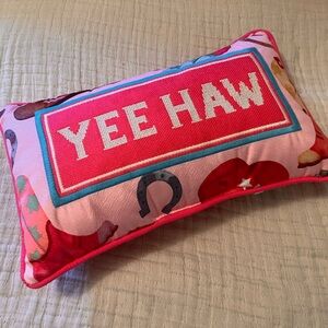 Kirklands Pink Yee Haw Accent Pillow